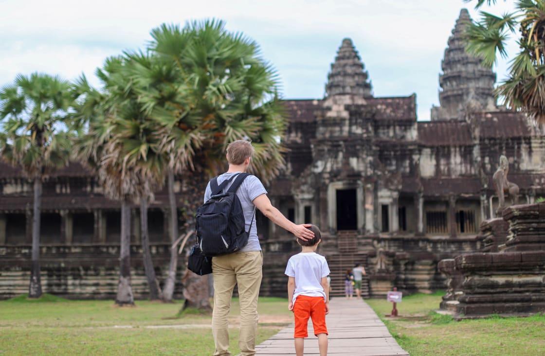 father and son at Angkor Wat