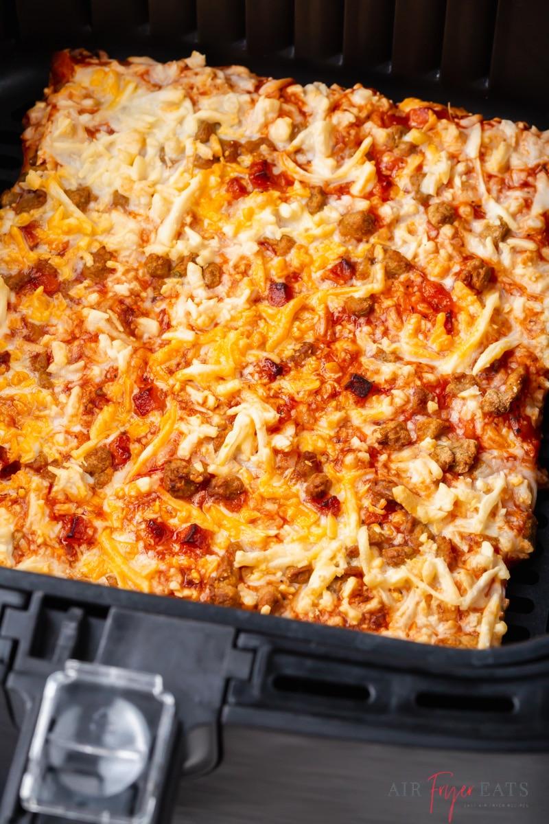 Close-up shot of a cooked Totino