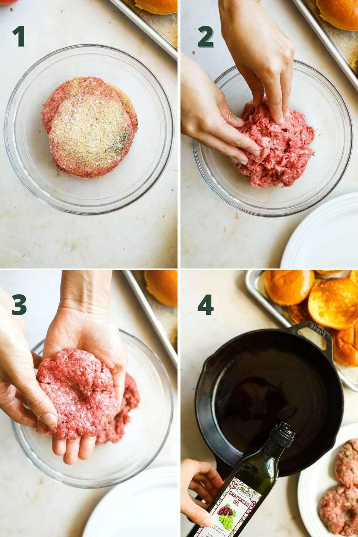 Steps to make cast iron skillet burgers
