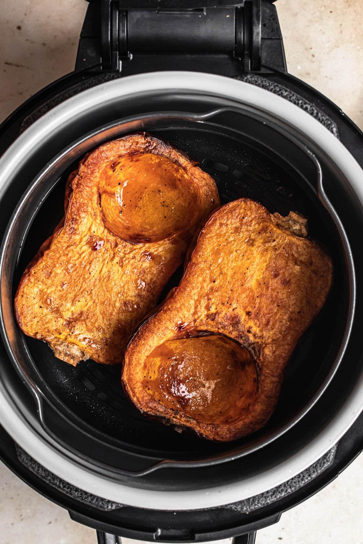 Roasted butternut squash in the air fryer.