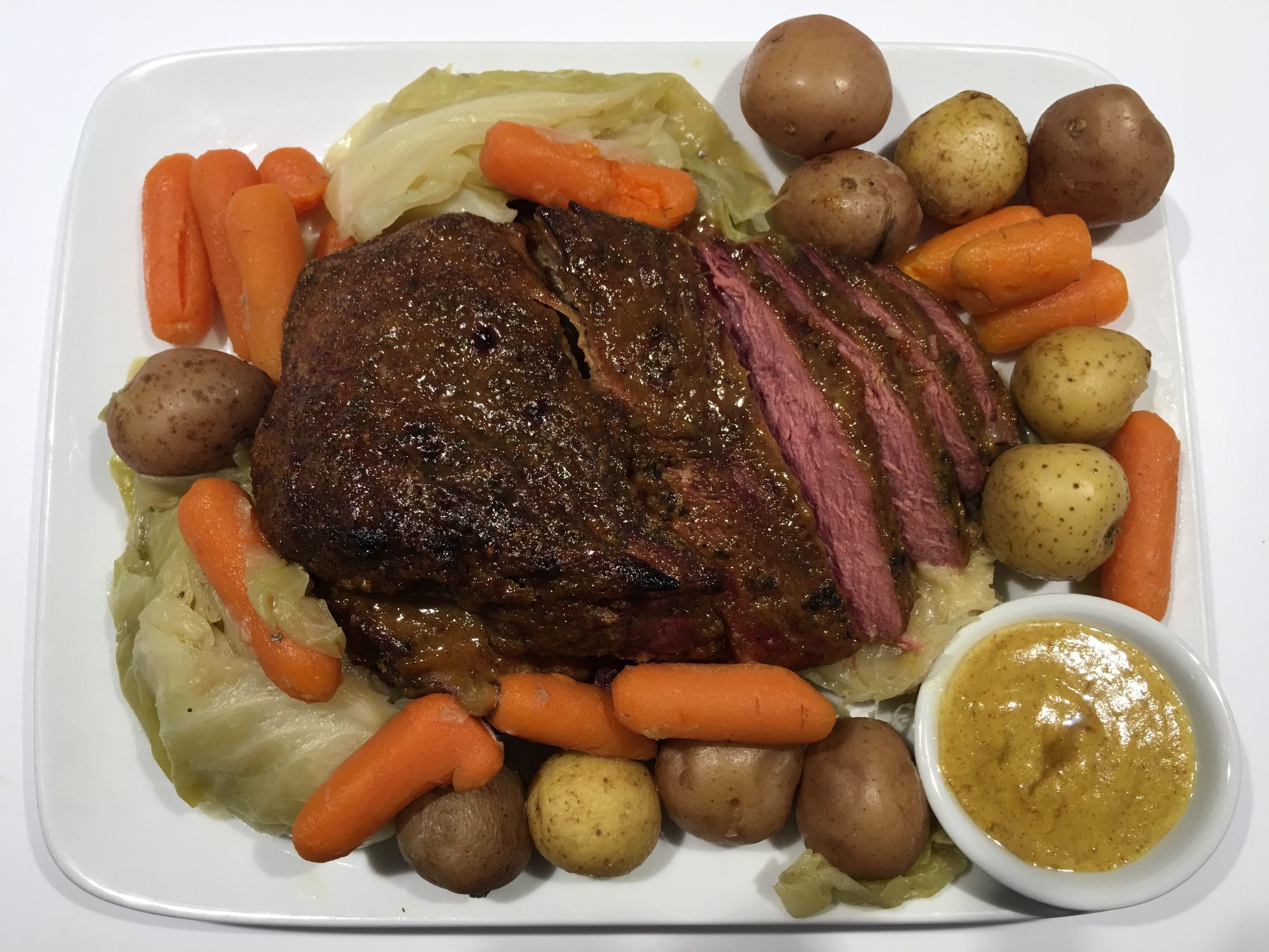 Corned Beef and Cabbage with Mustard Sauce