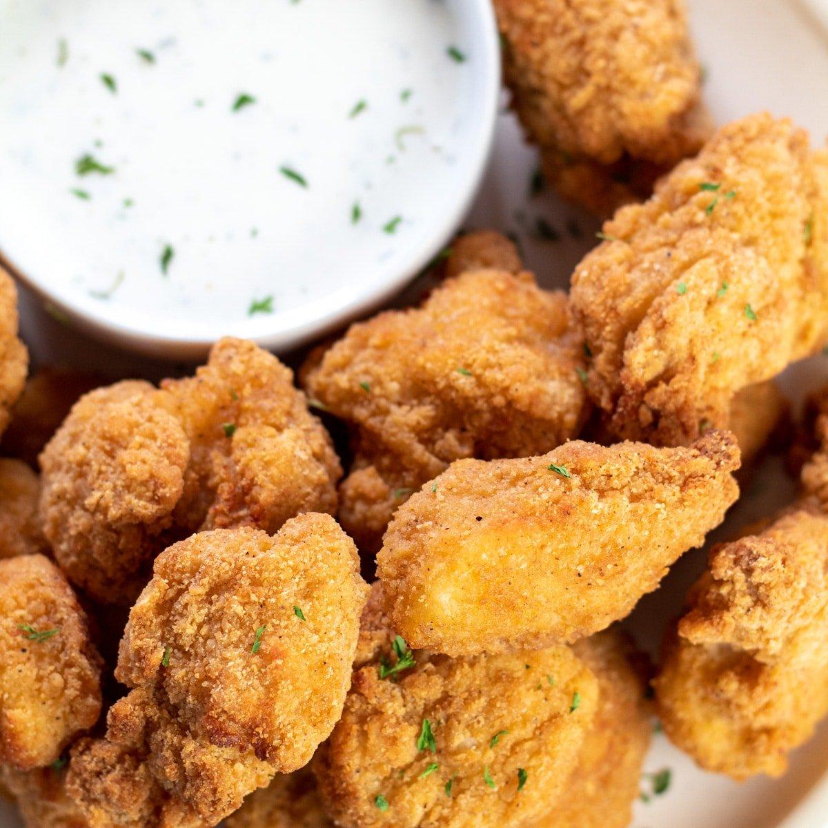 Crispy popcorn chicken is perfect for dipping!