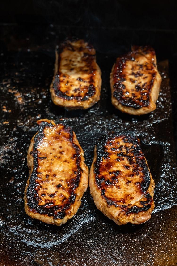 Flip the pork chops - nice and caramelized