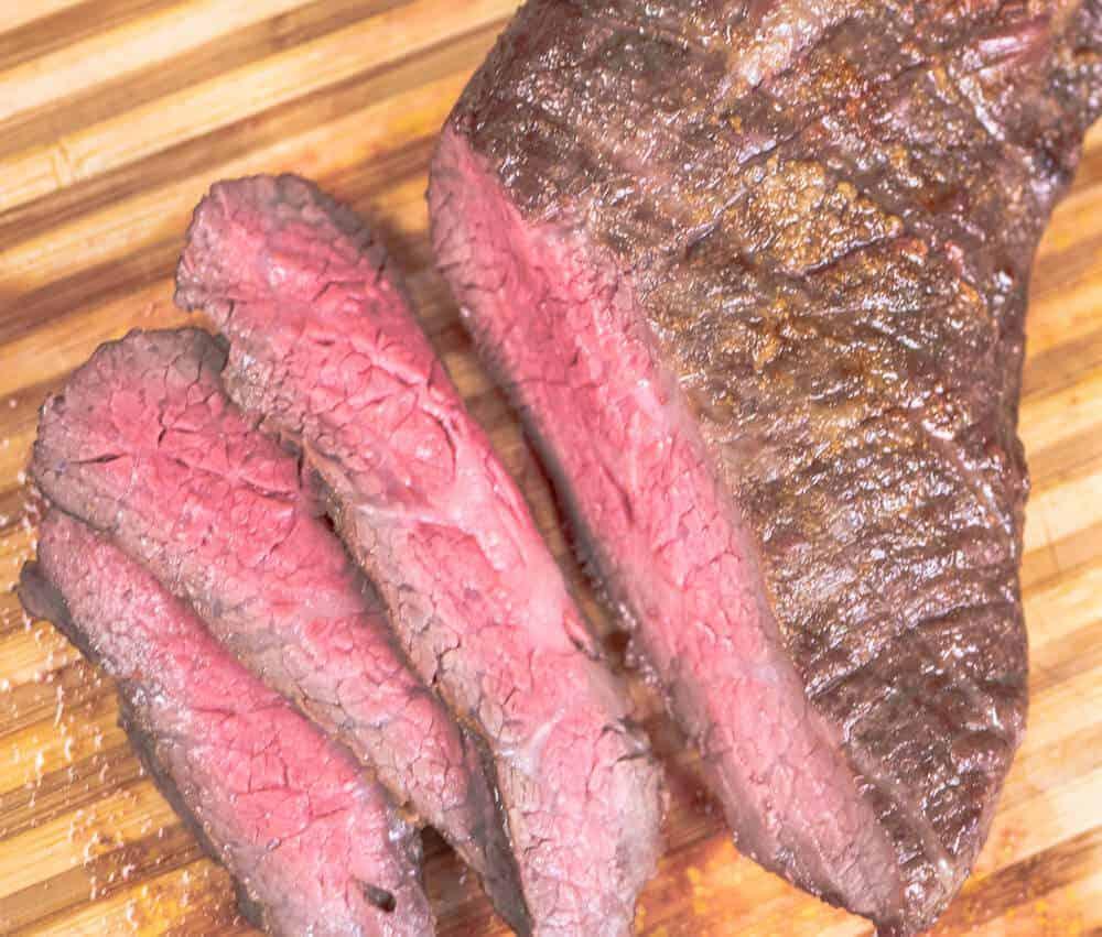 Sliced Tri Tip Roast. Perfectly cooked.