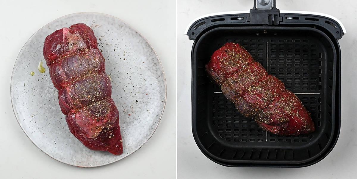 Sliced venison roast on a platter