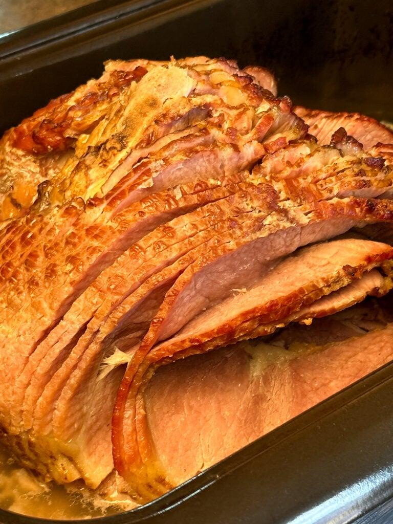 Glazed ham in a roaster