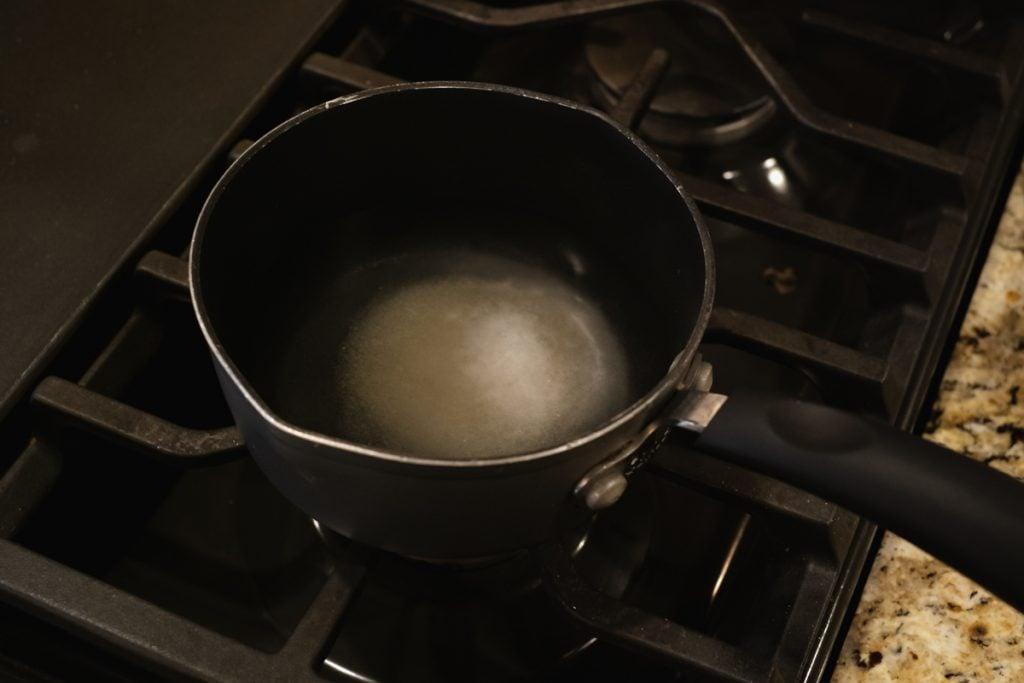 pickling brine ingredients in a pan