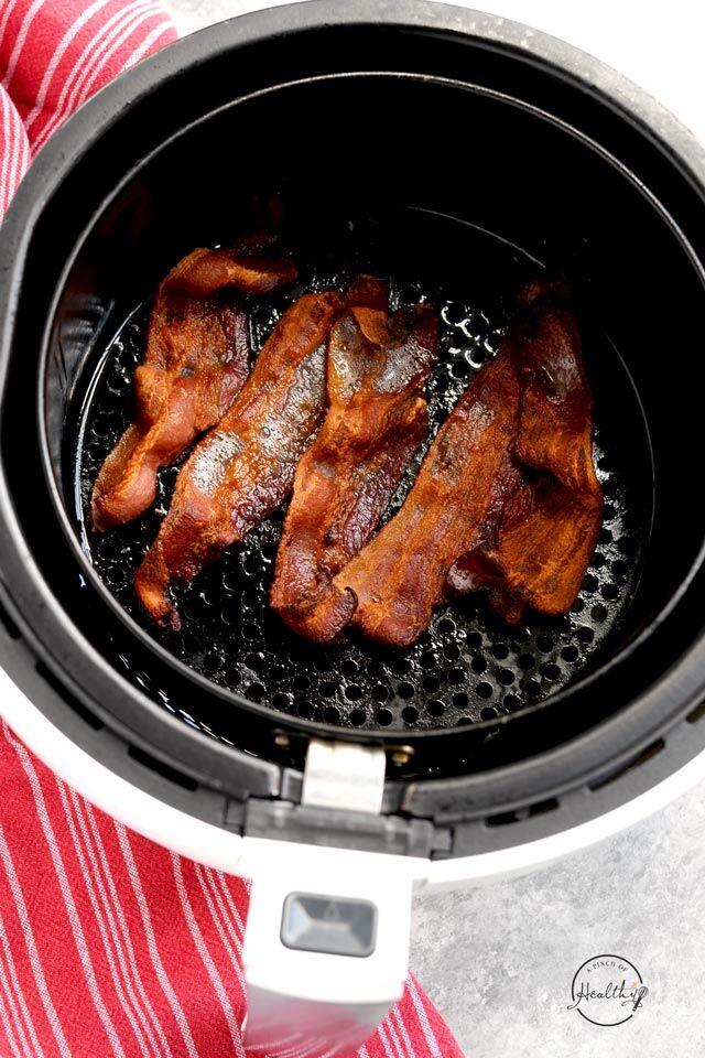 Air fryer bacon on paper towels