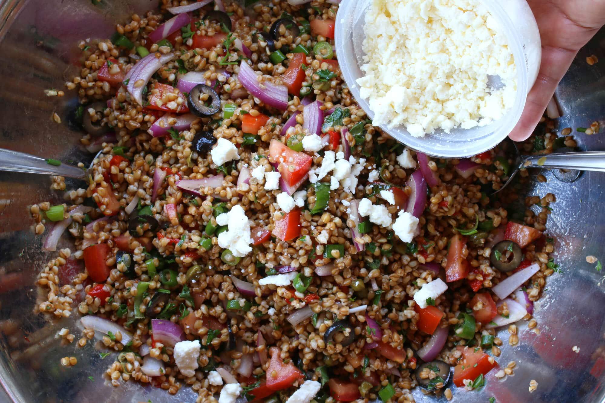 Greek Einkorn (Wheat Berry) Salad