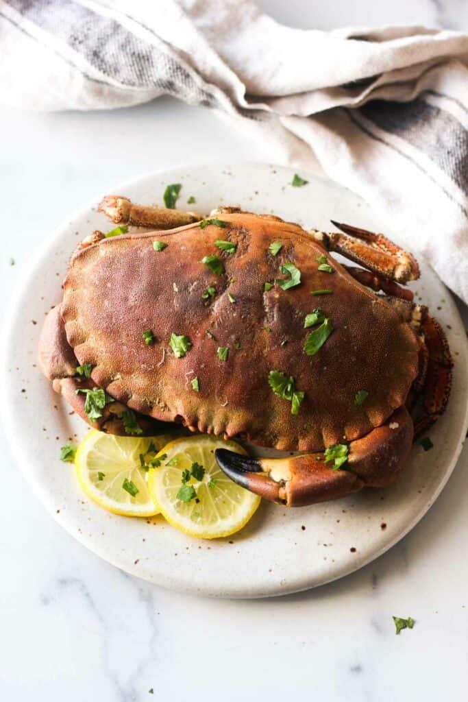 Seafood dinner served on a plate