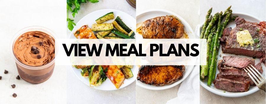 PHOTO COLLAGE OF RECIPE WITH THE WORDS "VIEW MEAL PLANS"
