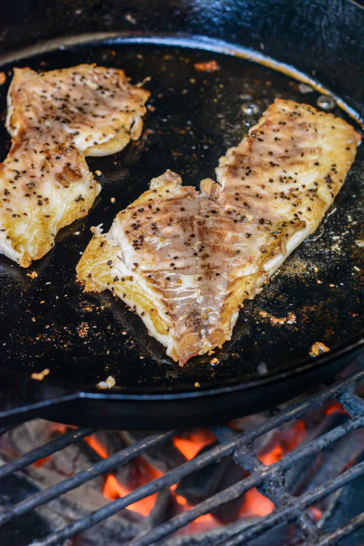 Grilled Sheepshead with a Garlic Butter Topping