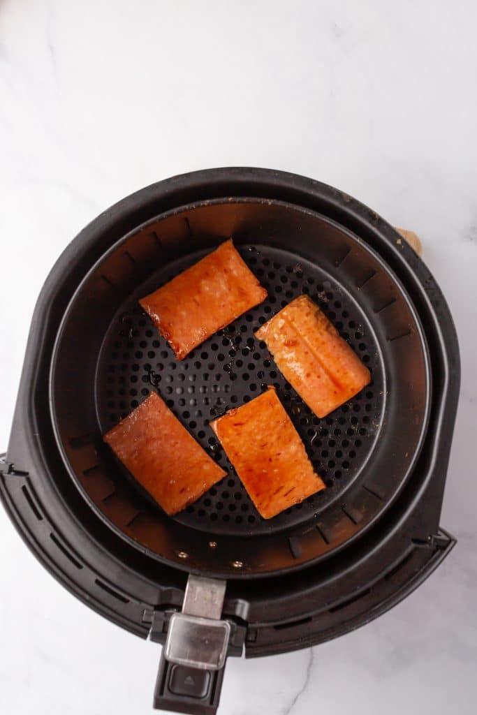 air fryer spam on a white plate