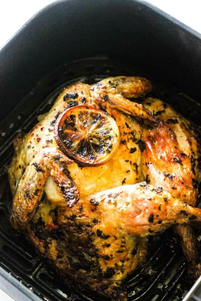 Trader Joes whole spatchcocked chicken with lemon and rosemary cooked in air fryer