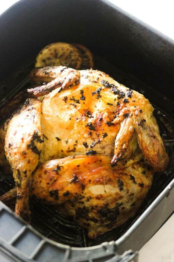 Whole chicken cooked in air fryer
