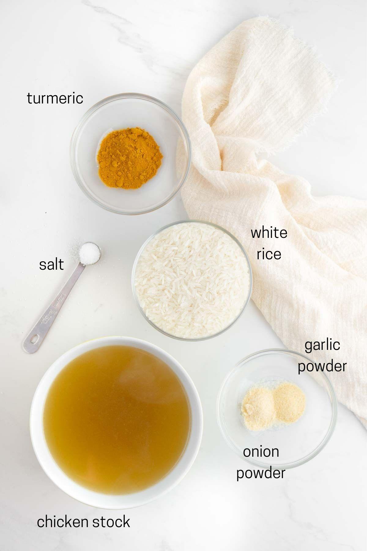 Ingredients needed for turmeric rice
