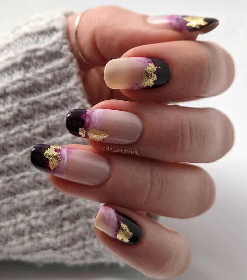Purple and Gold Nail Designs