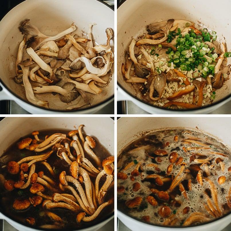 Cooking mushroom ramen step-by-step