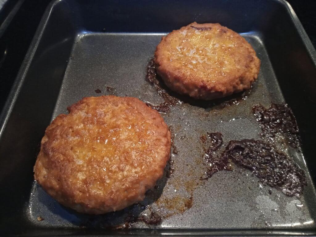 cooked beyond burgers in pan