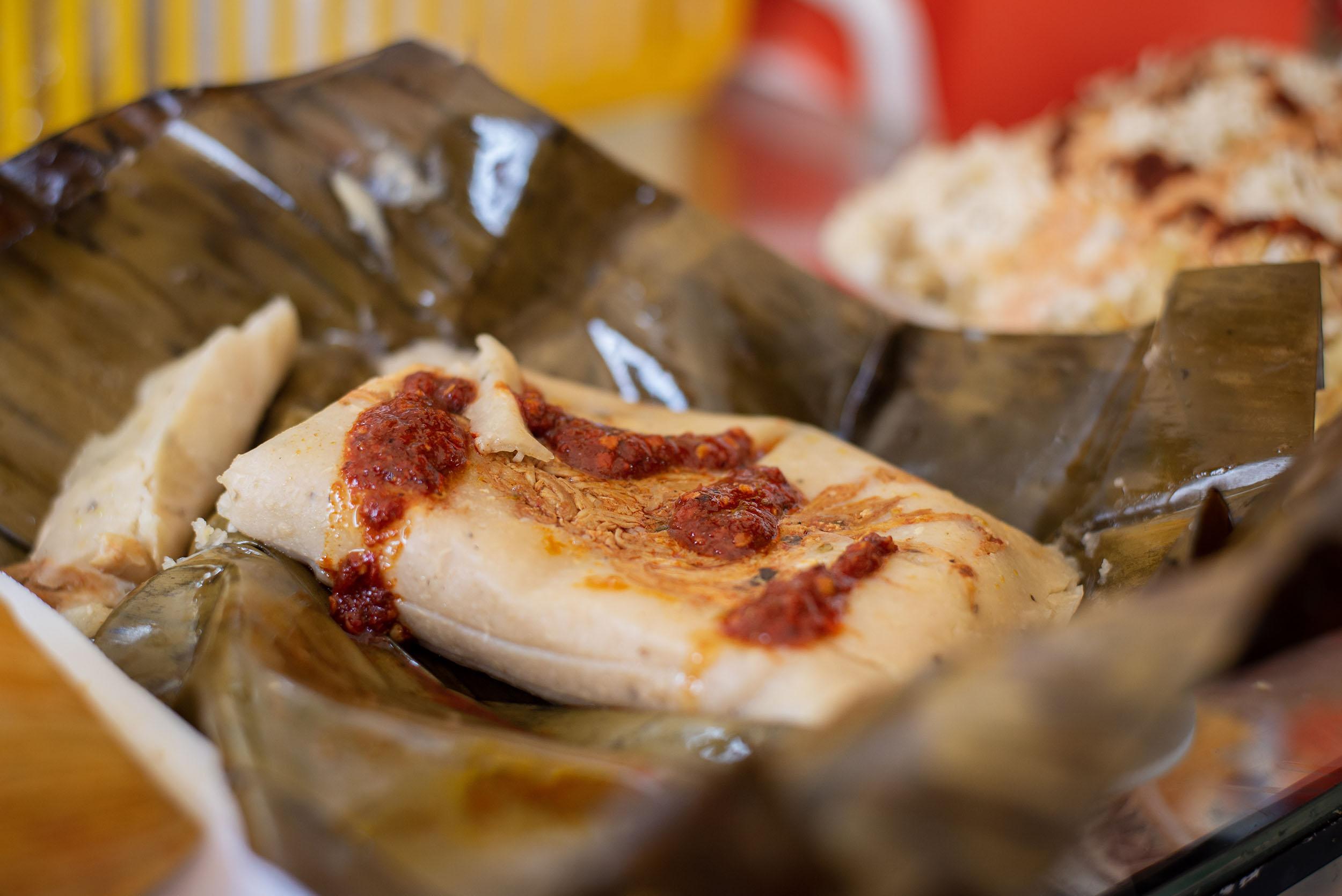 Jackfruit Carnitas Tamales with Chapulines Salsa