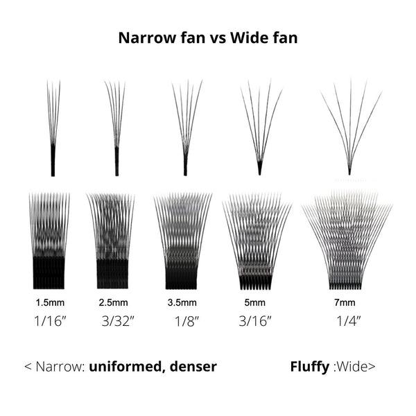 How to make a perfect volume lash fan - width of the fan