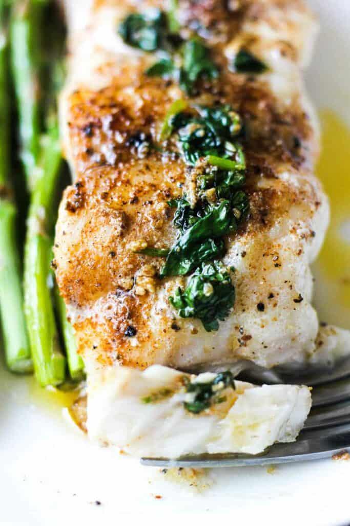 Pan Fried Grouper Fillet with Asparagus