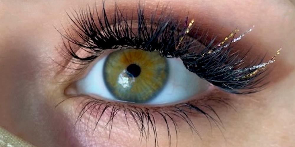 glittery eyelash extensions