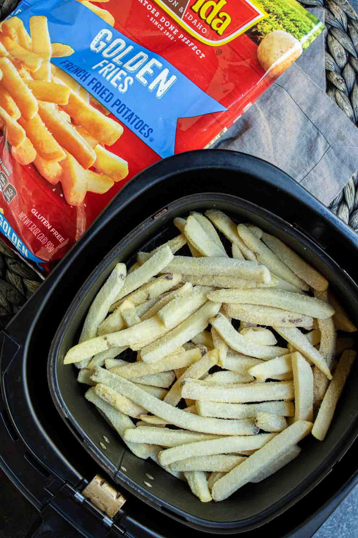 Air Fryer Frozen French Fries made with golden fries