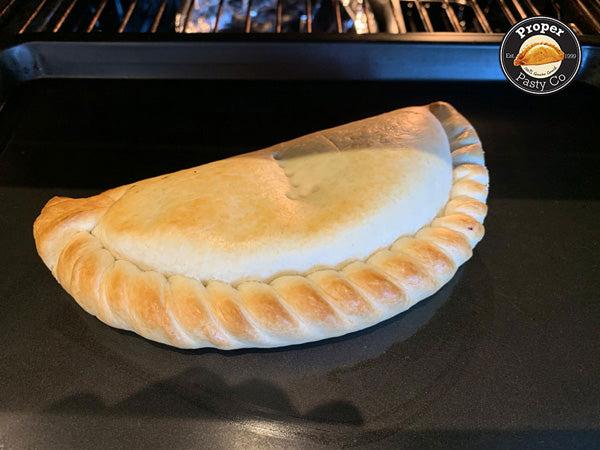 Turn pasty for even bake after 20 mins