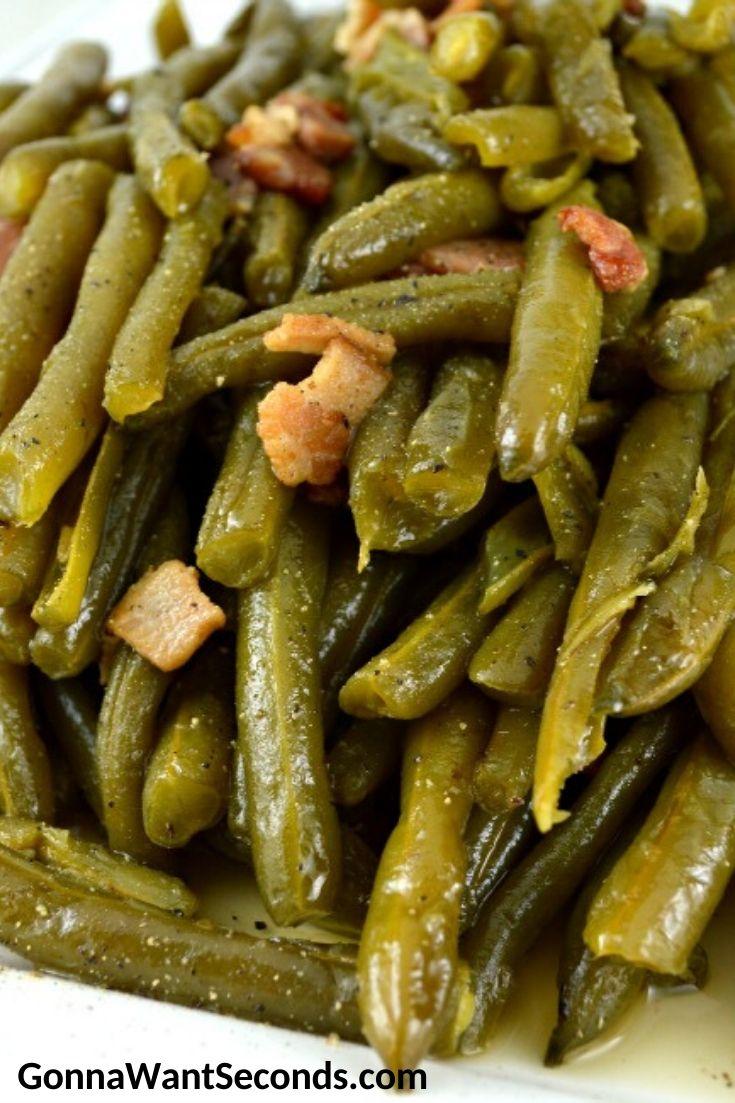 Country style green beans close up