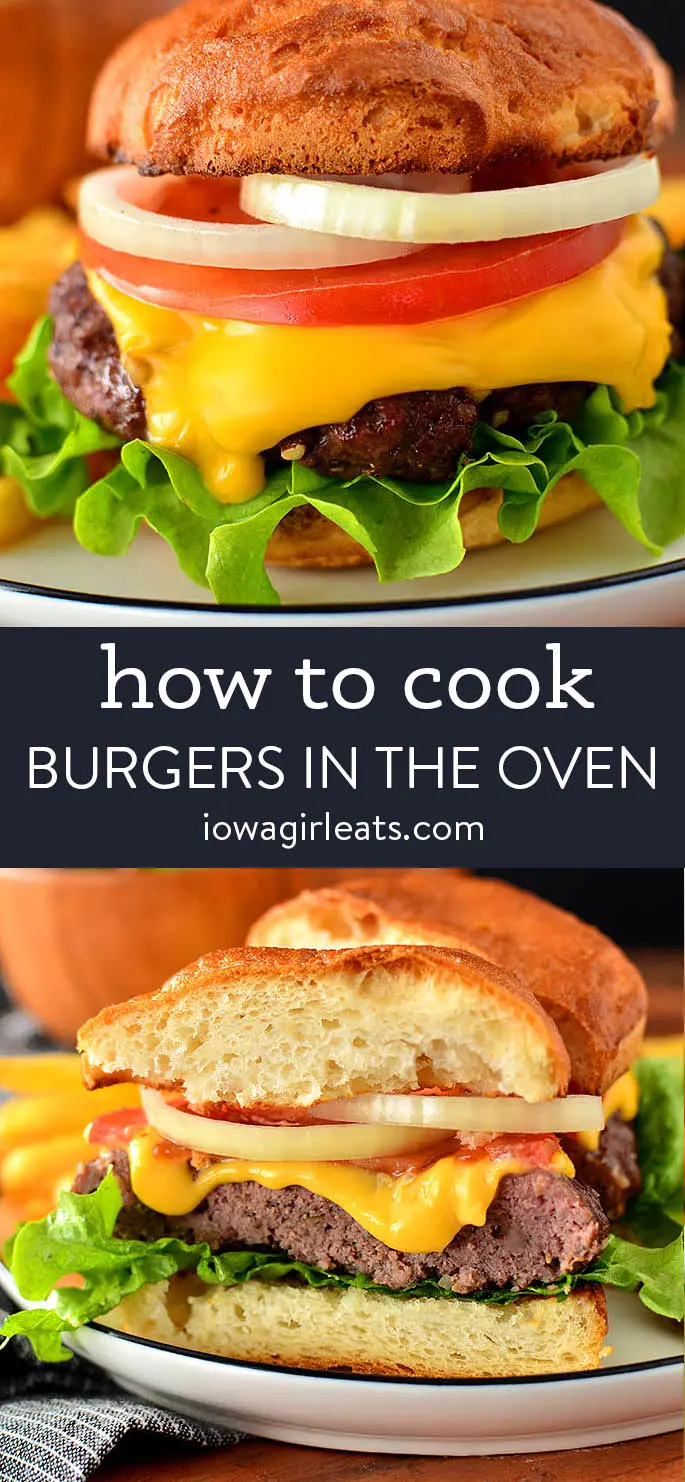 photo collage of how to cook burgers in the oven