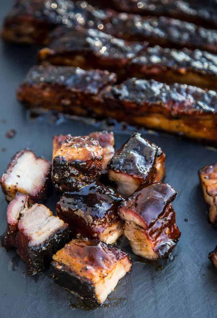 Crispy Pork Belly that was smoked and grilled in the reverse sear style
