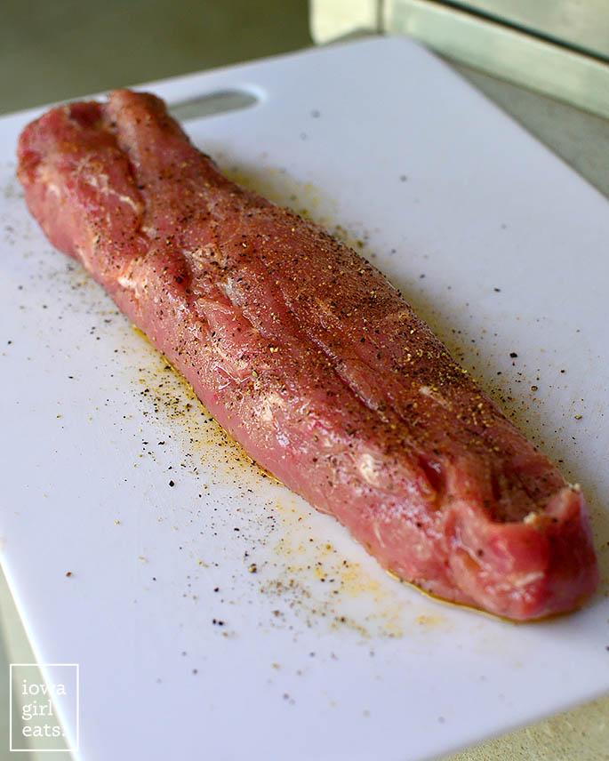 pork tenderloin on a cutting board