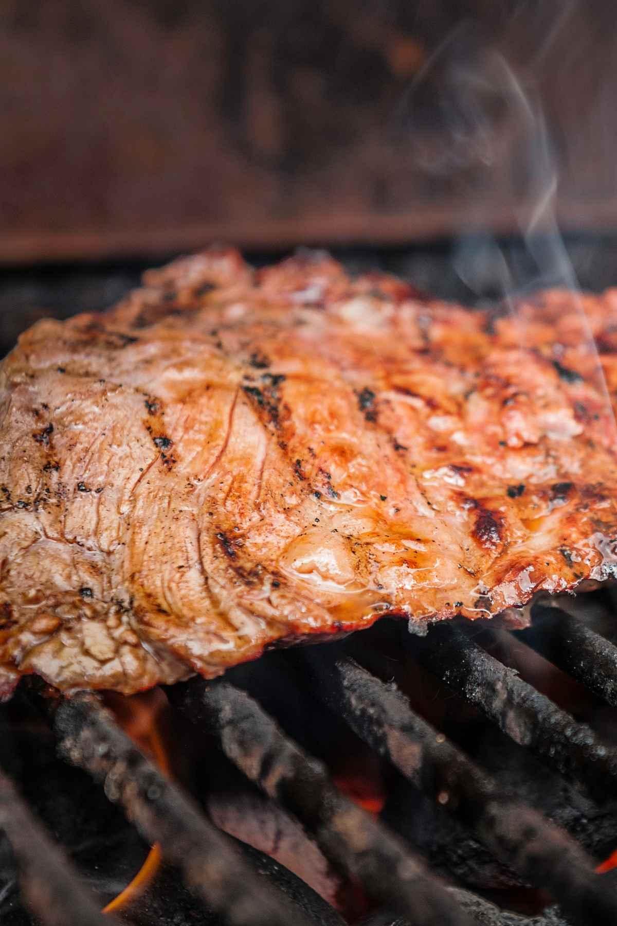 Closeup of grilling beef filet