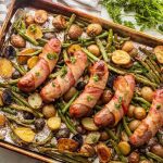 Bacon Wrapped Bratwurst Sheet Pan Dinner