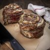 Grilled steak pinwheels with prosciutto and provolone